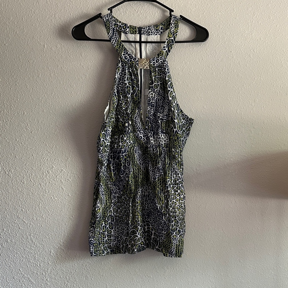 Trina Turk Black and Green Patterned Dress